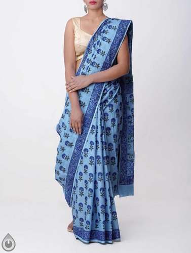 Indian Jaipuri Cotton printed saree by Unnati Silk Prints Private Limited