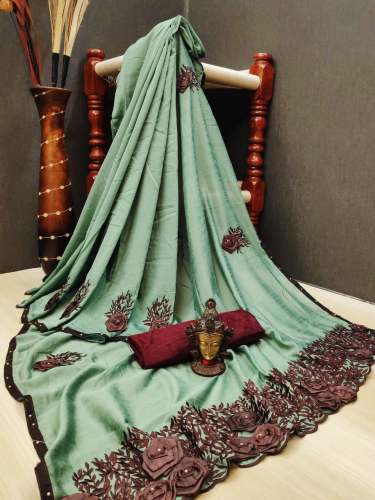 saree of heavy quality Soft Malai Silk with heavy  by Naklang Creation