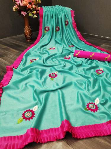 two tone vichitra silk saree