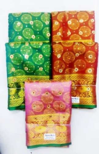 Wedding Wear Brocade Stone Work Saree  by Siddhivinayak Enterprise