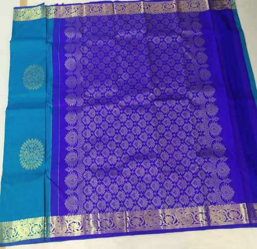 wedding wear Blue pure silk Saree by Sri Balaji Silks Center