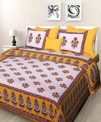 Cotton Double Bedsheet With Pillow Jaipuri Print