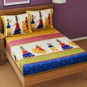 Jaipuri Printed Cotton Double Bedsheet 2 Pillow
