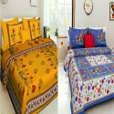 Jaipur Sanganeri Printed Cotton Double Bedsheet