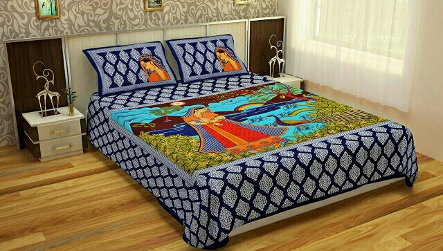Jaipuri Print Double Bedsheet 2 Pillow
