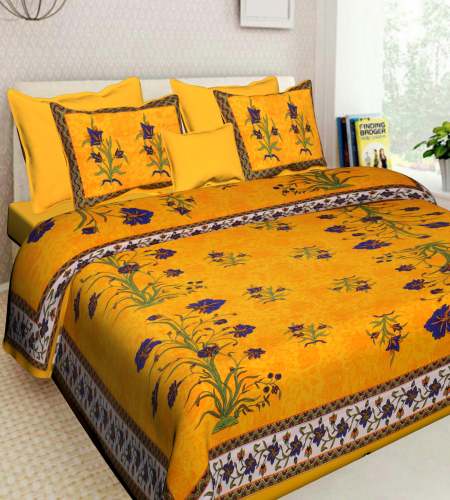 Jaipuri Printed Cotton Double bedsheet with pillow