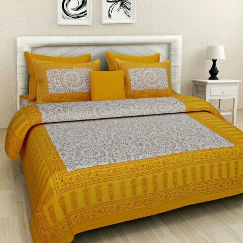 Queen size Jaipuri Print Bedsheet 2 Pillow by rr international
