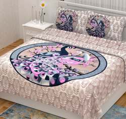 Peacock Print Cotton Bed Sheet  
