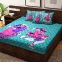 Stylish Blue King Size Bed sheet thumb 1