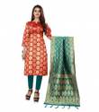 Fancy Jacquard Banarasi Silk Dress Material thumb 1