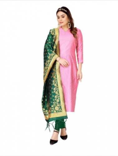 Trendy Peach Silk Dress Material By Namah Trendz