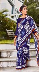 Linen saree (Blue color) 