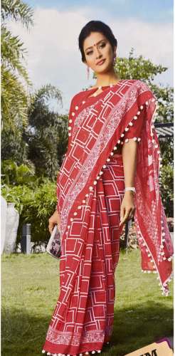 Linen saree (Pink Saree) by Gayatri Silk Sarees