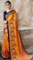 synthetic-border-saree-orange-color