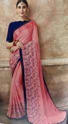 Synthetic border saree (pink color)