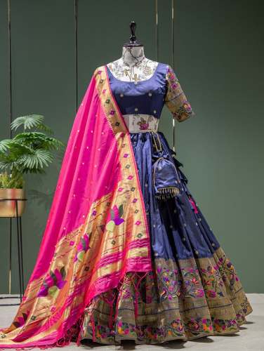 Traditional Jacquard Base Paithani Silk Lehenga choli  by kritva fashion