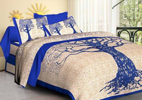 Designer Blue King Size Bed sheet