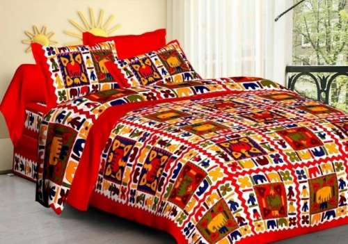 Designer checkered  Multi Color Bed sheet