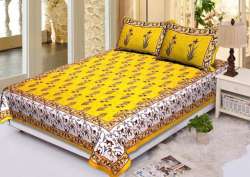 Designer Printed Fancy Yellow Bed sheet