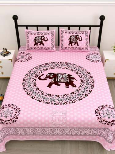 Elephant Design King Size 100*108 bed Sheet  by Pancholi Collection
