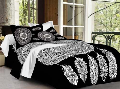 Exclusive Jaipuri Black Printed Cotton Bed sheet 