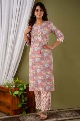 Flowery Printed Kurti Pant Set 