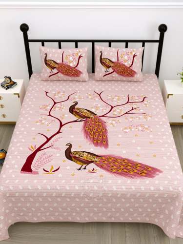 Peacock Design Cotton Bed Sheet At wholesale Rate