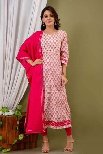 Pretty Pink Kurti With Duppata Set by Pancholi Collection