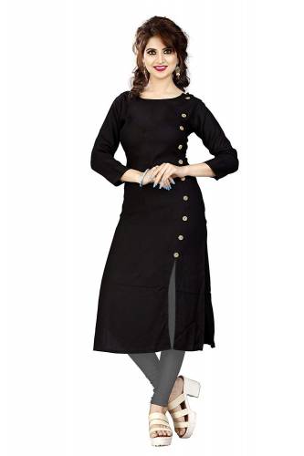 Designer  Plain Button Kurti