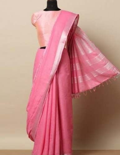 Buy Baby Pink Cotton Handloom Saree For Women by SB HANDLOOM