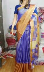 New Purple Cotton Plain Saree For Ladies