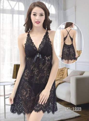 Fancy Black Net Nighty  by Brand Kolkata