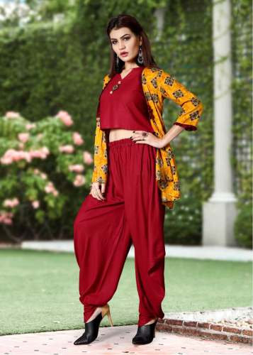 Shagun Designers Ladies Rayon Kurtis With Dhoti