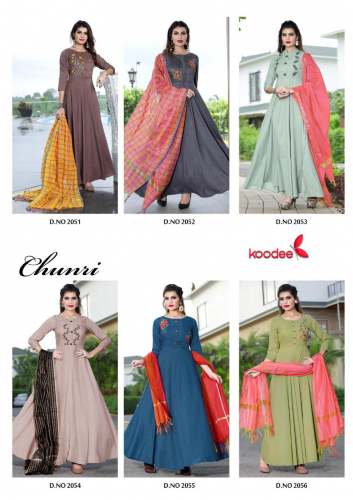 long anarkali  Kurti with Dupatta by Shagun Designers