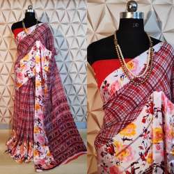 Satin patta Saree with 5D print 