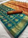 Designer Lichi silk Party wear Saree thumb 1
