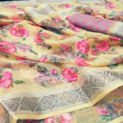 DIGITAL FLORAL IN LINEN SILK