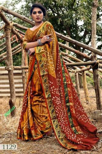 Designer Gujarati Bandhani Silk Saree