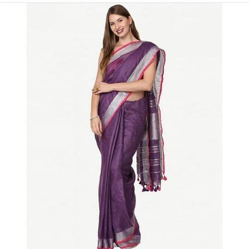 Fancy Linen Saree by a h fabrics