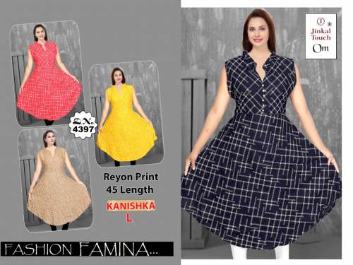 Designer Flared Rayon Kurti by Parampara House