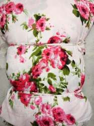 American crepe  white carnation print