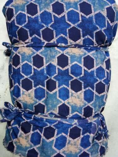 crepe Fancy blue star and Hexagen print