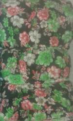 Crepe white and green Design print