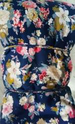 Fancy crepe blue flower mix Print