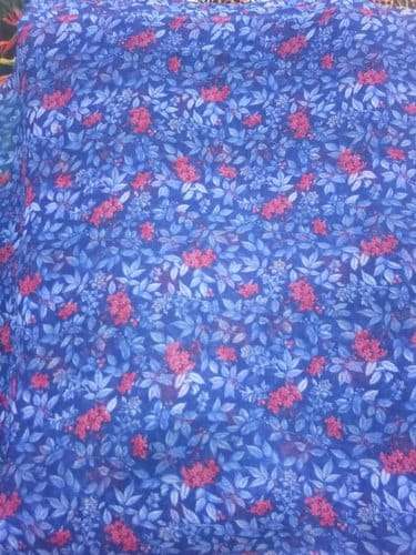 Fancy blue with  tiny leaves print