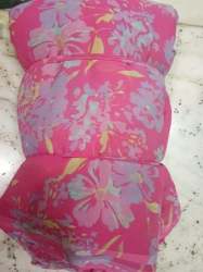 Pink base flower chiffon fabric