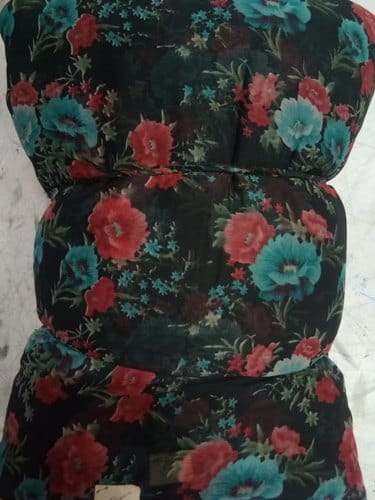 red and sky blue print
