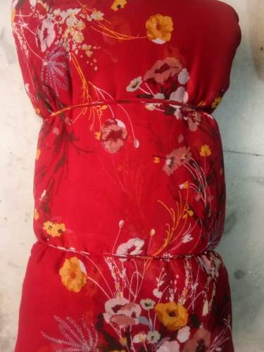 Red flower print  poly chiffon