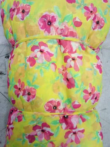 yellow and flower georgette print gabric