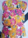 yellow and pink flower chiffon print